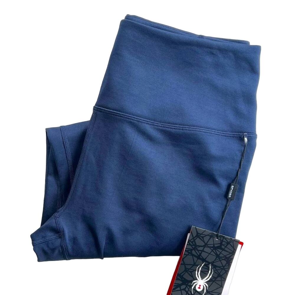 Spyder Athletic Navy Blue Leggings with Back Zipper Pocket